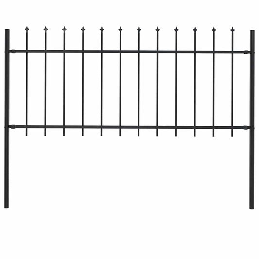 Garden Fence with Spear Top Steel 181x80 cm Black