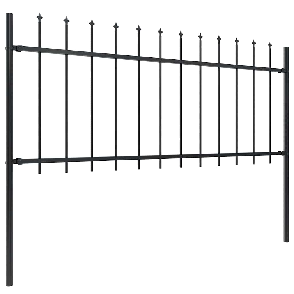 Garden Fence with Spear Top Steel 181x80 cm Black