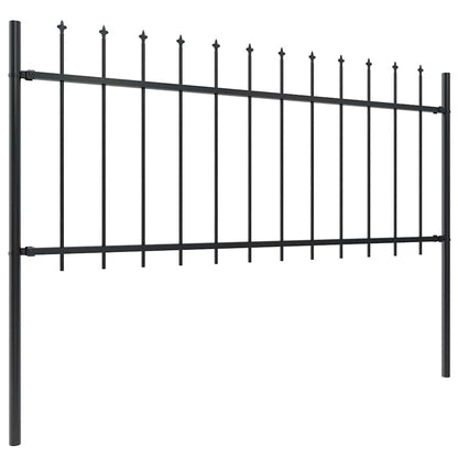 Garden Fence with Spear Top Steel 181x80 cm Black