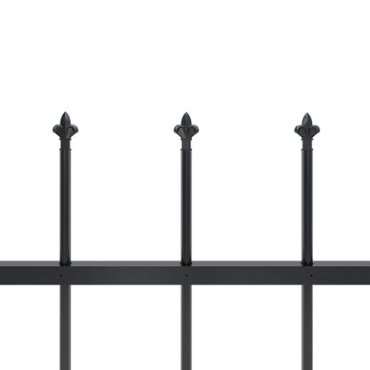 Garden Fence with Spear Top Steel 181x80 cm Black