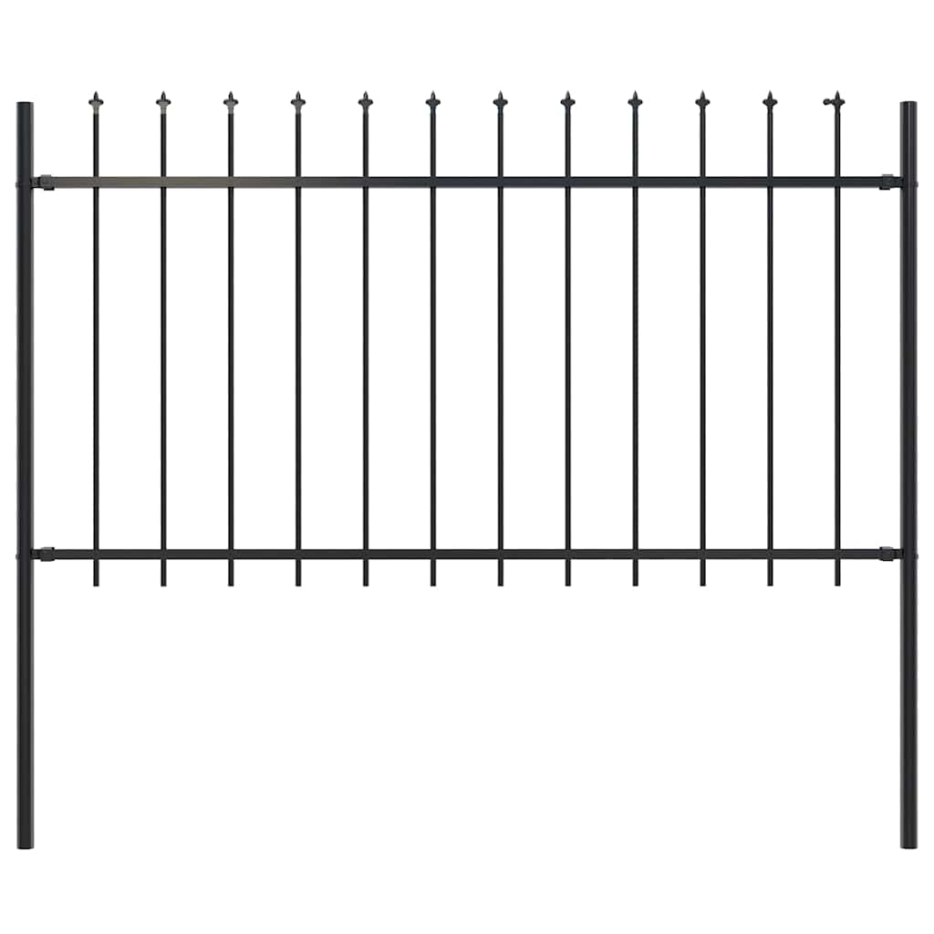 Garden Fence with Spear Top Steel 181x100 cm Black