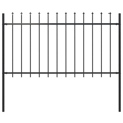 Garden Fence with Spear Top Steel 181x100 cm Black