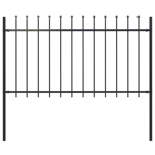 Garden Fence with Spear Top Steel 181x100 cm Black