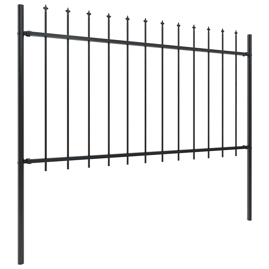 Garden Fence with Spear Top Steel 181x100 cm Black