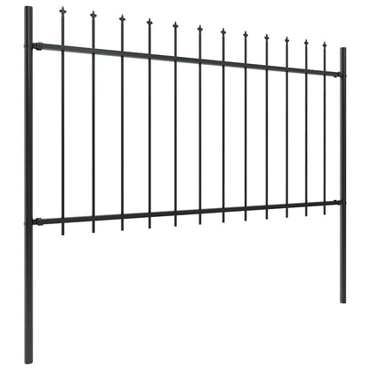 Garden Fence with Spear Top Steel 181x100 cm Black