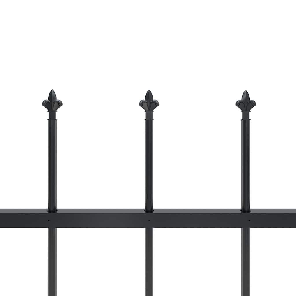 Garden Fence with Spear Top Steel 181x100 cm Black