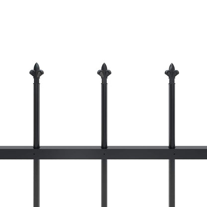 Garden Fence with Spear Top Steel 181x100 cm Black