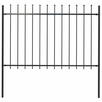 Garden Fence with Spear Top Steel 181x120 cm Black