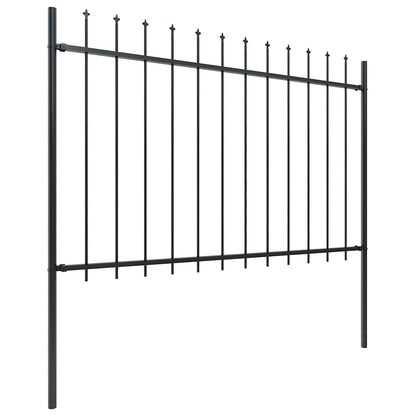 Garden Fence with Spear Top Steel 181x120 cm Black