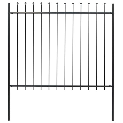 Garden Fence with Spear Top Steel 181x150 cm Black