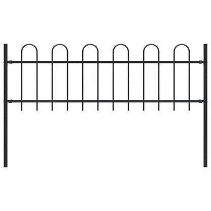 Garden Fence with Hoop Top Steel 1.8 m Black