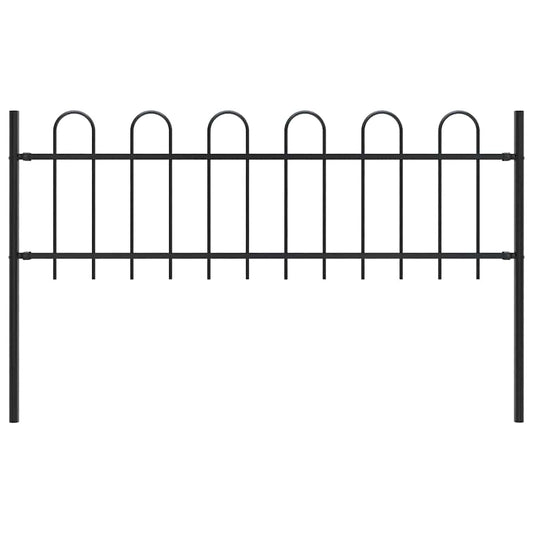 Garden Fence with Hoop Top Steel 1.8 m Black