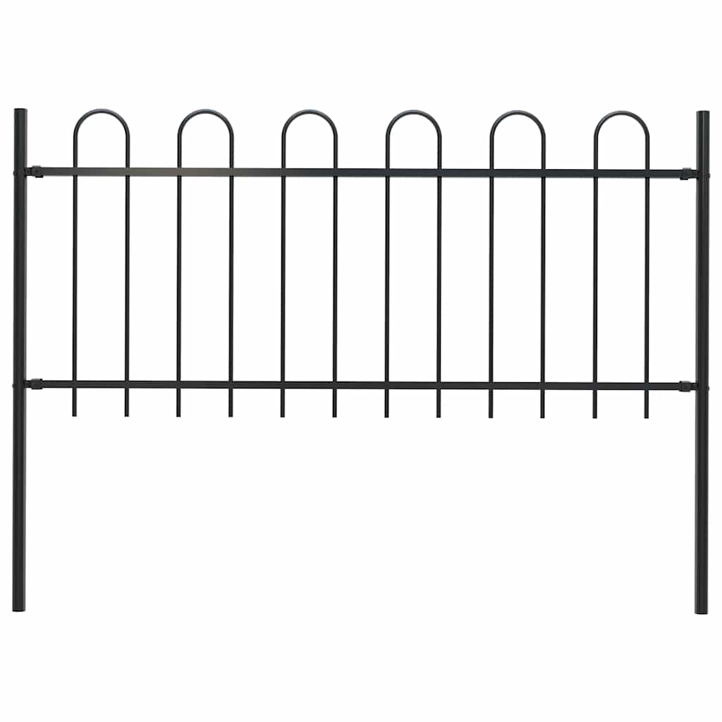 Garden Fence with Hoop Top Steel 181x80 cm Black