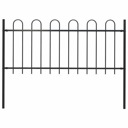 Garden Fence with Hoop Top Steel 181x80 cm Black