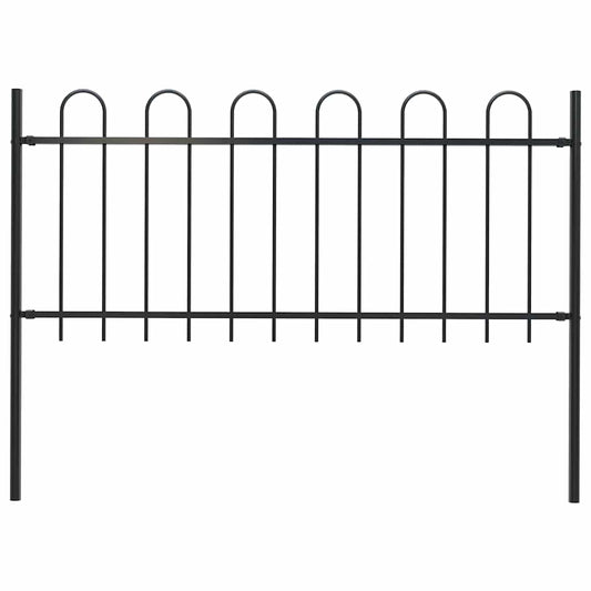 Garden Fence with Hoop Top Steel 181x80 cm Black