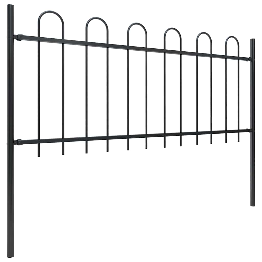 Garden Fence with Hoop Top Steel 181x80 cm Black