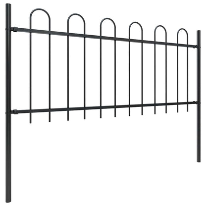 Garden Fence with Hoop Top Steel 181x80 cm Black