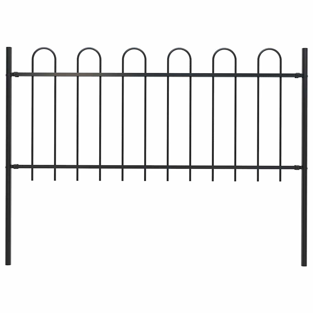 Garden Fence with Hoop Top Steel 181x100 cm Black