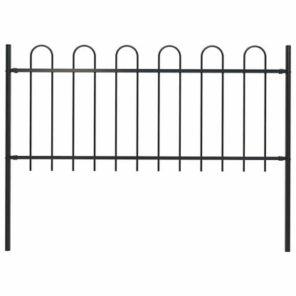 Garden Fence with Hoop Top Steel 181x100 cm Black