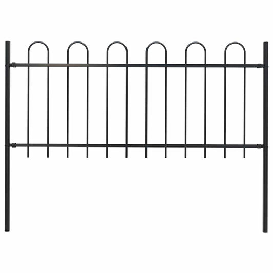 Garden Fence with Hoop Top Steel 181x100 cm Black