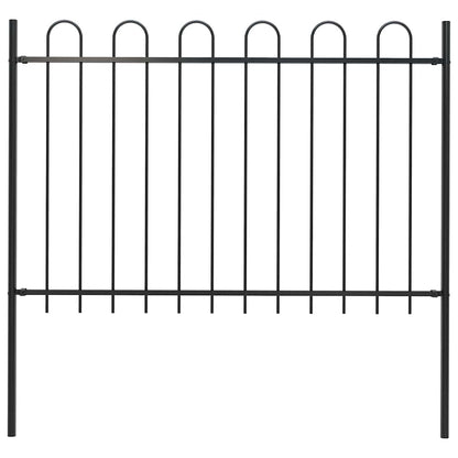 Garden Fence with Hoop Top Steel 181x120 cm Black