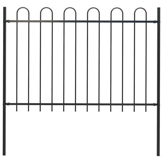 Garden Fence with Hoop Top Steel 181x120 cm Black