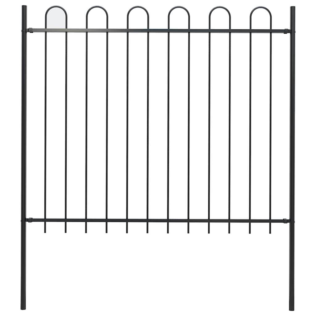 Garden Fence with Hoop Top Steel 181x150 cm Black