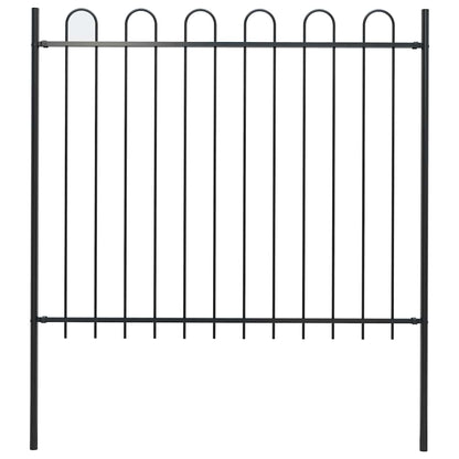 Garden Fence with Hoop Top Steel 181x150 cm Black