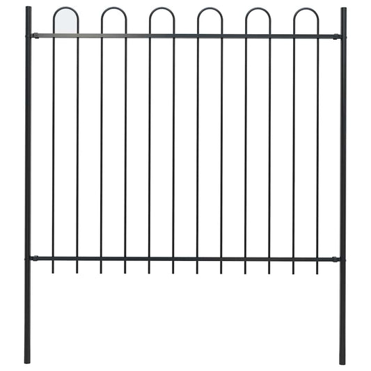 Garden Fence with Hoop Top Steel 181x150 cm Black