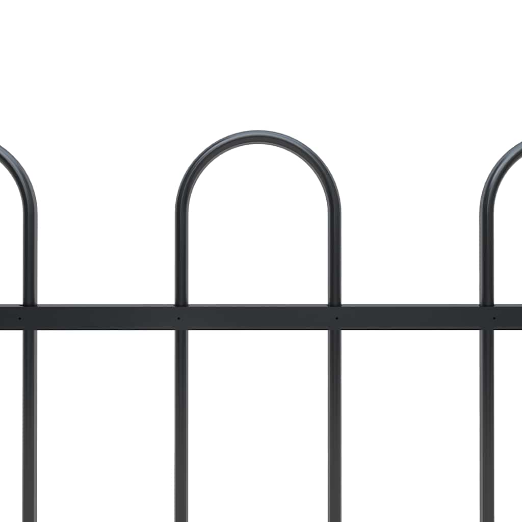 Garden Fence with Hoop Top Steel 181x150 cm Black