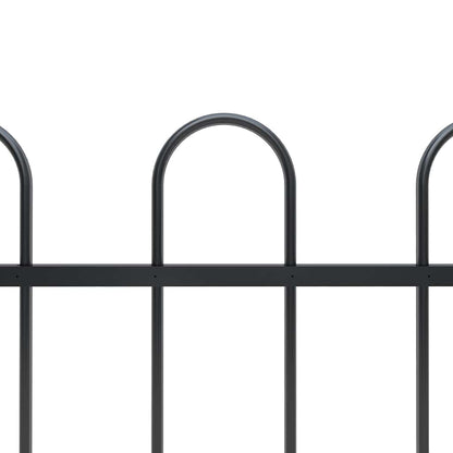 Garden Fence with Hoop Top Steel 181x150 cm Black