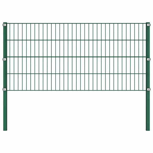 Fence Panel with Posts Iron 176.5x80 cm Green