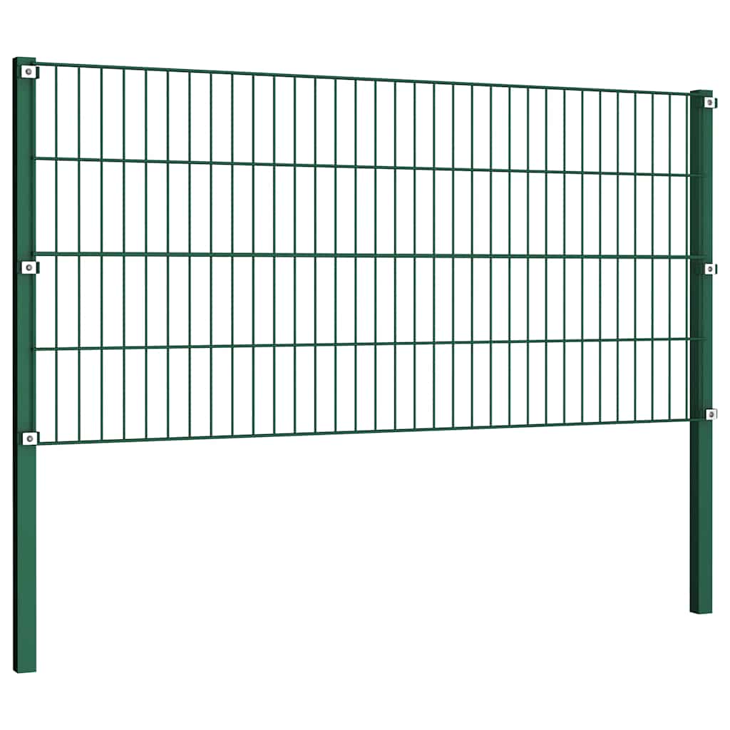 Fence Panel with Posts Iron 176.5x80 cm Green