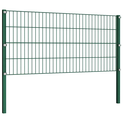 Fence Panel with Posts Iron 176.5x80 cm Green