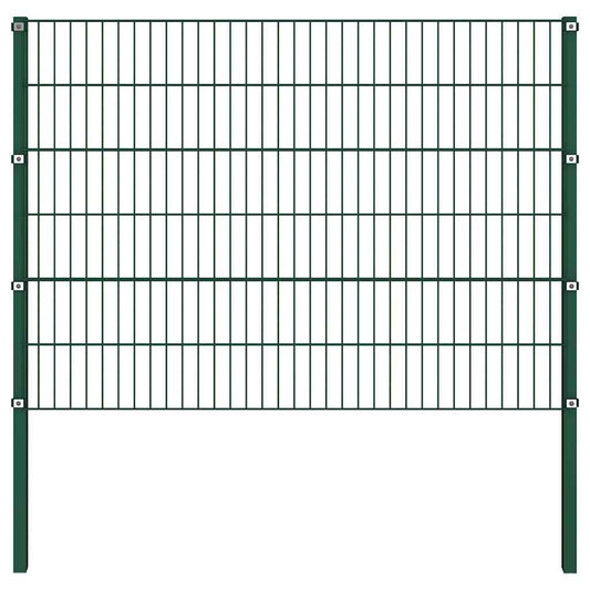 Fence Panel with Posts Iron 176.5x120 cm Green