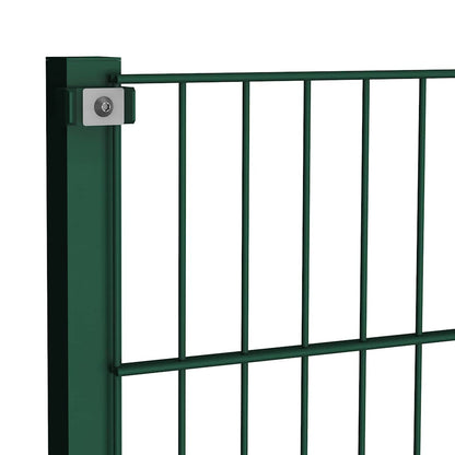 Fence Panel with Posts Iron 176.5x120 cm Green