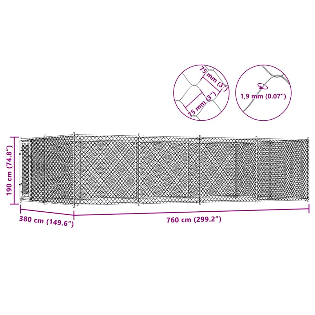 Outdoor Dog Kennel 7.6x3.8x1.9 m