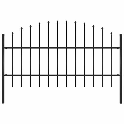 Garden Fence with Spear Top Steel 181x100 cm Black