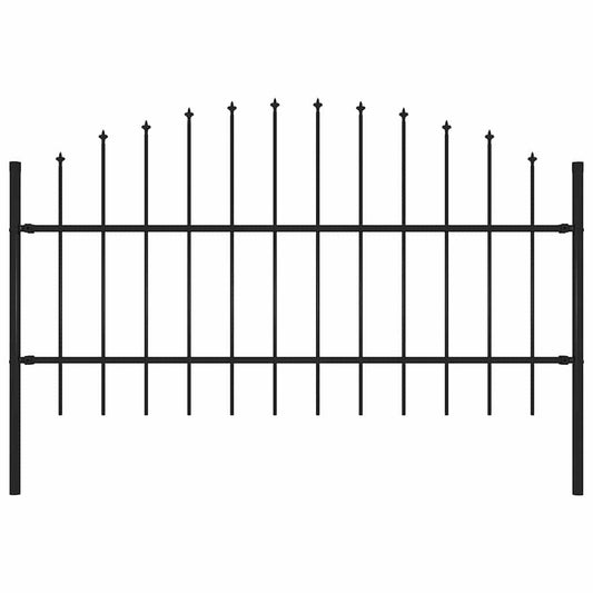 Garden Fence with Spear Top Steel 181x100 cm Black