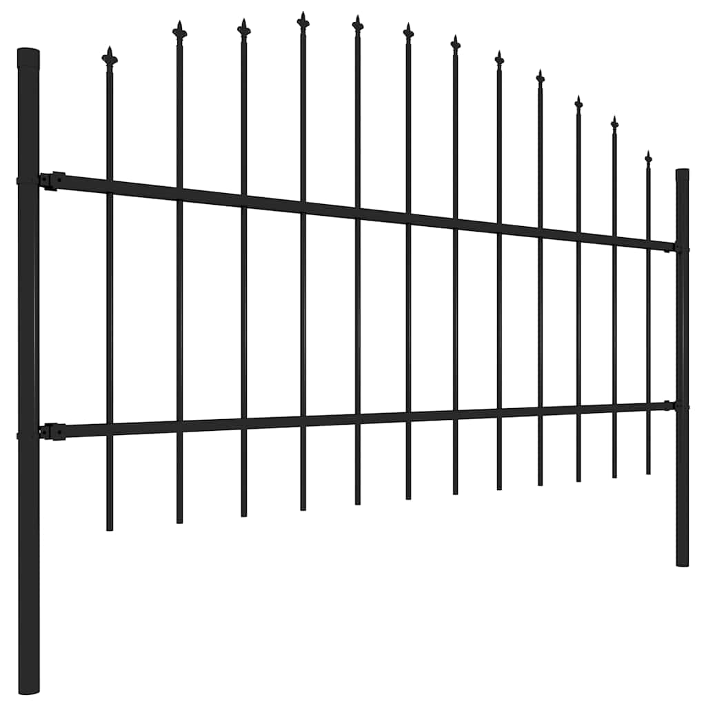 Garden Fence with Spear Top Steel 181x100 cm Black