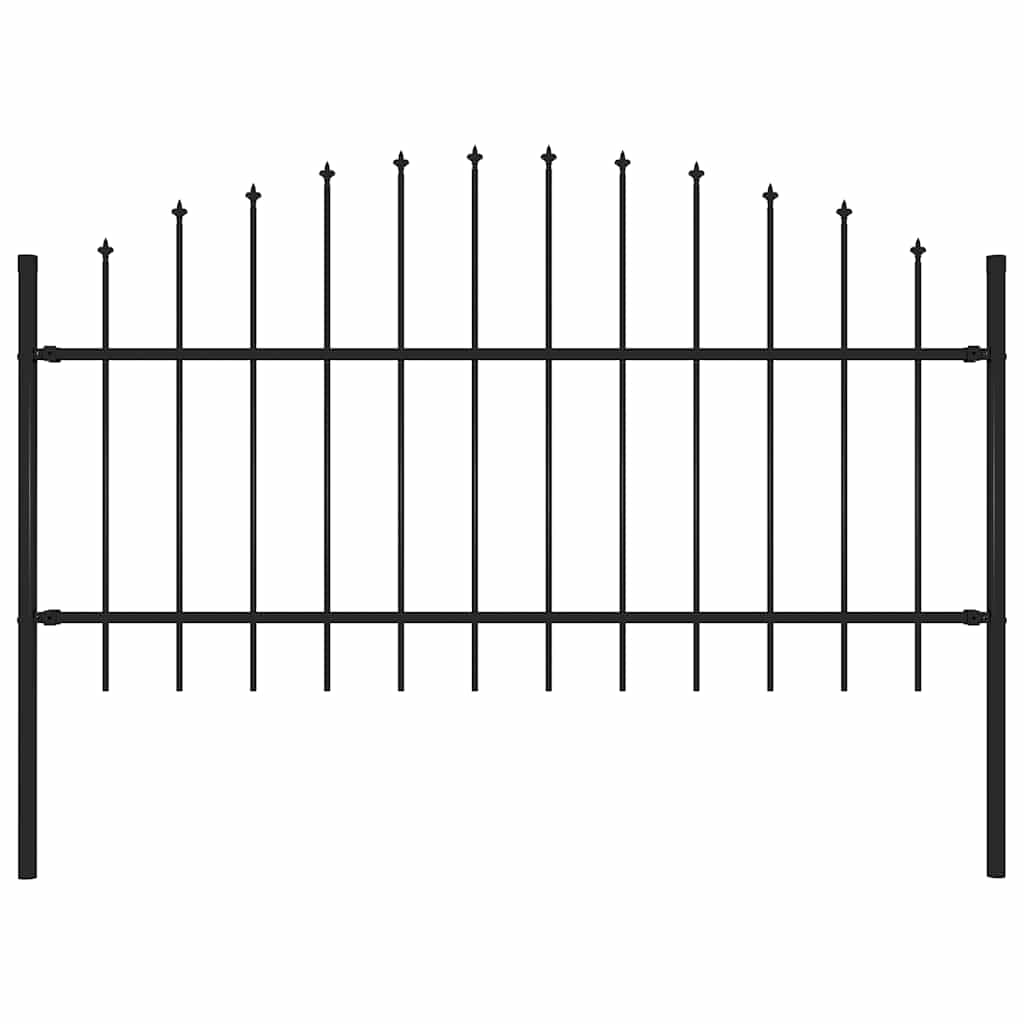 Garden Fence with Spear Top Steel 181x125 cm Black