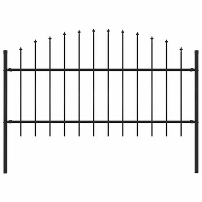Garden Fence with Spear Top Steel 181x125 cm Black
