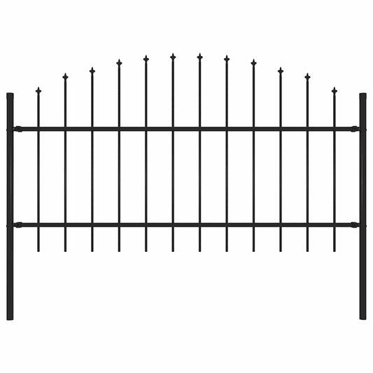 Garden Fence with Spear Top Steel 181x125 cm Black