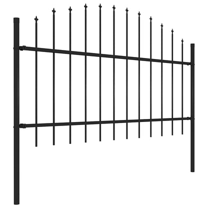Garden Fence with Spear Top Steel 181x125 cm Black