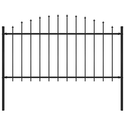 Garden Fence with Spear Top Steel 181x150 cm Black