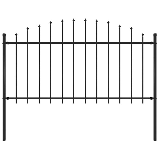 Garden Fence with Spear Top Steel 181x150 cm Black