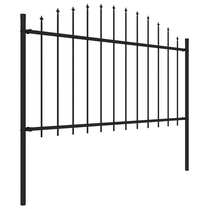 Garden Fence with Spear Top Steel 181x150 cm Black