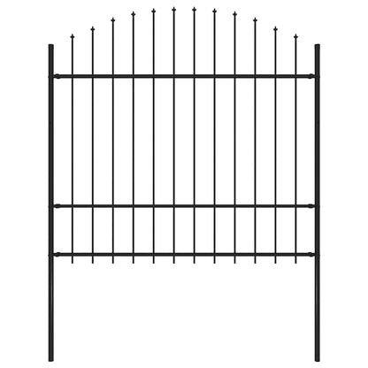 Garden Fence with Spear Top Steel 181x175 cm Black
