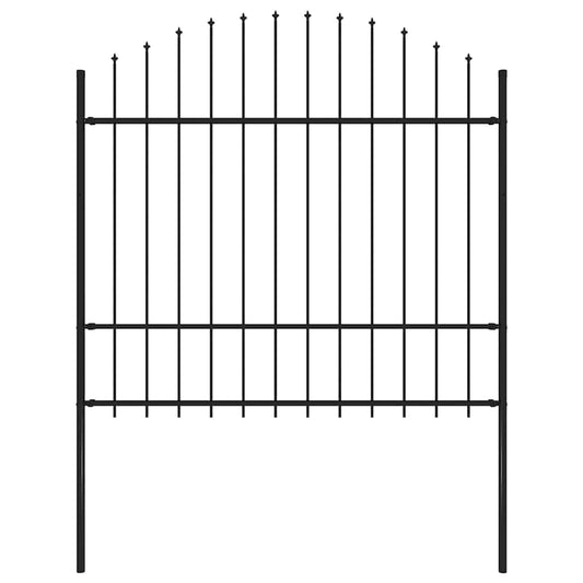 Garden Fence with Spear Top Steel 181x175 cm Black