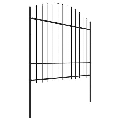 Garden Fence with Spear Top Steel 181x175 cm Black